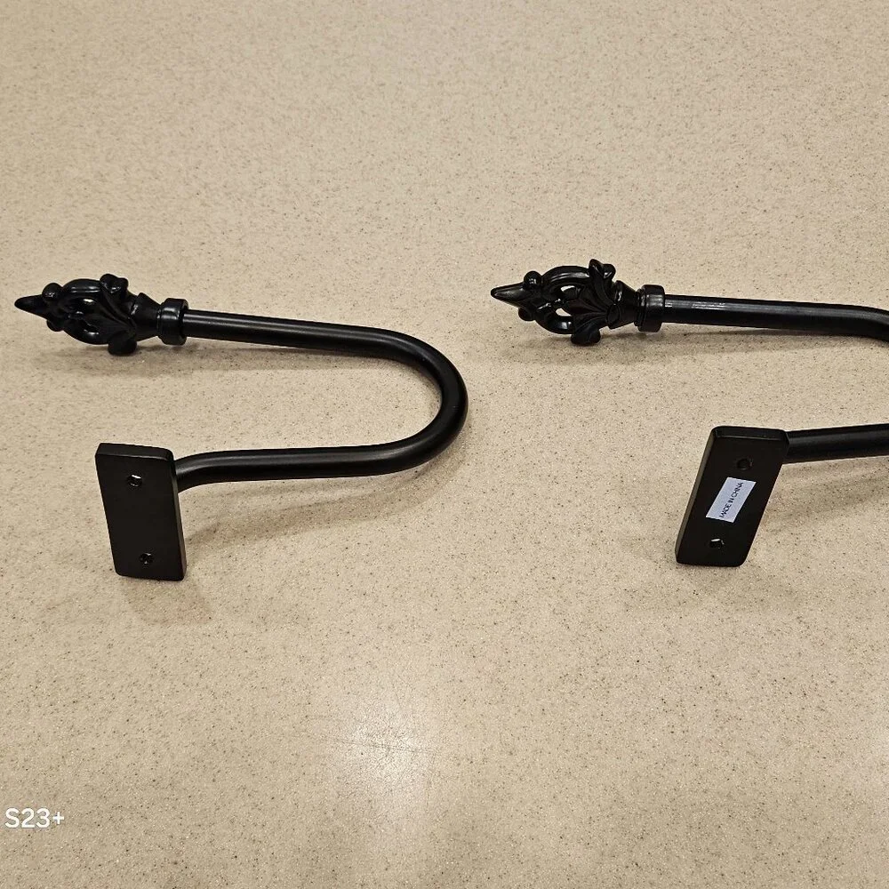 RARE NEW PAIR FRONTGATE FLOURISH OUTDOOR ALL WEATHER ORB CURTAIN ROD TIEBACKS